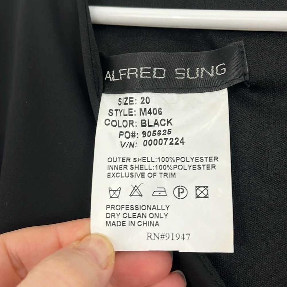 Alfred Sung Size 20 Black V-Neck Sleeveless Maxi Formal Dress - Picture 6 of 12